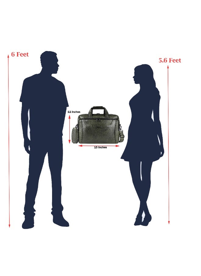 LAVERI Laptop Bag for Men - Leather Messenger Bag for Office - Fits up to 15 Inch Laptop - Shoulder Bag with Multiple Compartments - Executive Leather Bag for Work/Travel/Casual  - 2818