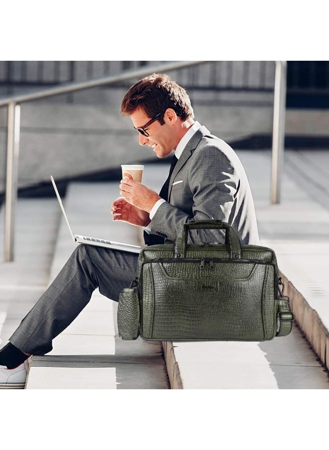 LAVERI Laptop Bag for Men - Leather Messenger Bag for Office - Fits up to 15 Inch Laptop - Shoulder Bag with Multiple Compartments - Executive Leather Bag for Work/Travel/Casual  - 2818