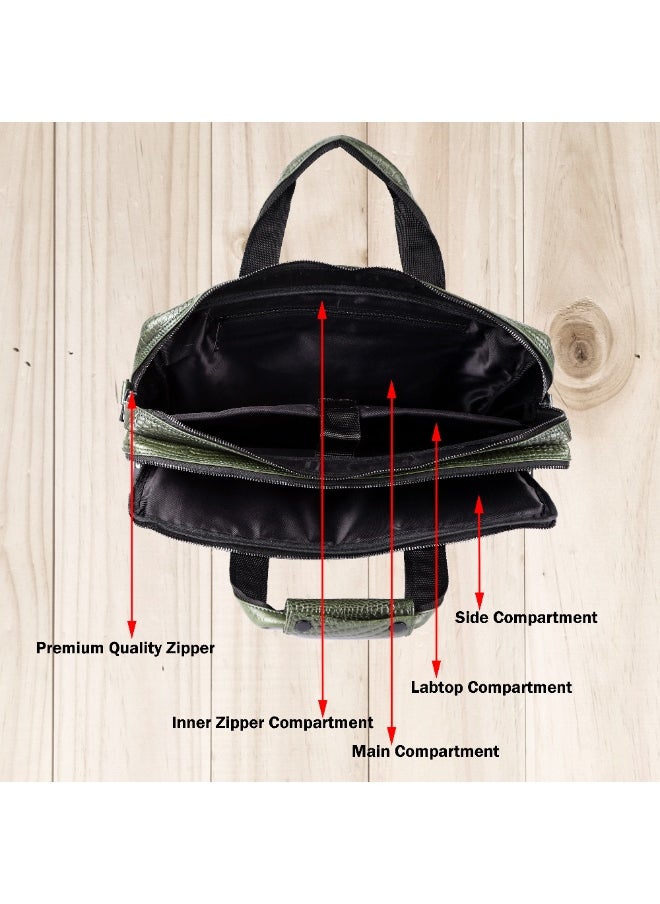 LAVERI Laptop Bag for Men - Leather Messenger Bag for Office - Fits up to 15 Inch Laptop - Shoulder Bag with Multiple Compartments - Executive Leather Bag for Work/Travel/Casual  - 2818