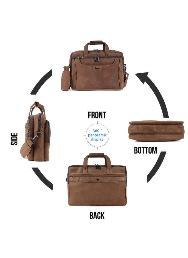LAVERI Laptop Bag for Men - Leather Messenger Bag for Office - Fits up to 15 Inch Laptop - Shoulder Bag with Multiple Compartments - Executive Leather Bag for Work/Travel/Casual  - 2818
