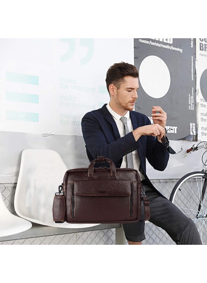 LAVERI Laptop Bag for Men - Leather Messenger Bag for Office - Fits up to 15 Inch Laptop - Shoulder Bag with Multiple Compartments - Executive Leather Bag for Work/Travel/Casual -2819