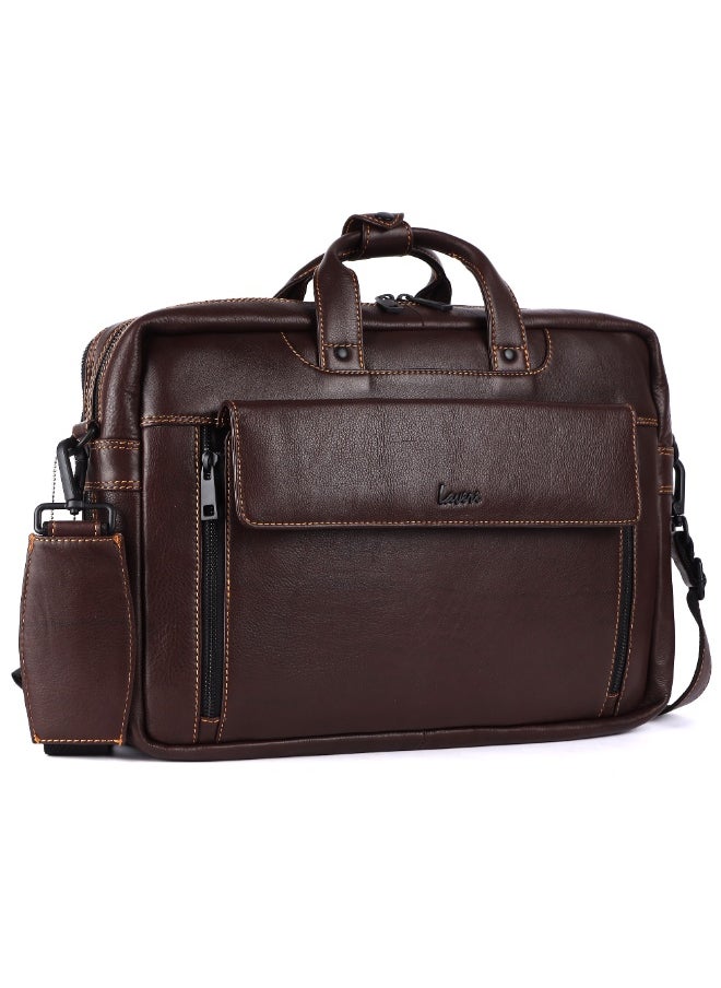LAVERI Laptop Bag for Men - Leather Messenger Bag for Office - Fits up to 15 Inch Laptop - Shoulder Bag with Multiple Compartments - Executive Leather Bag for Work/Travel/Casual -2819