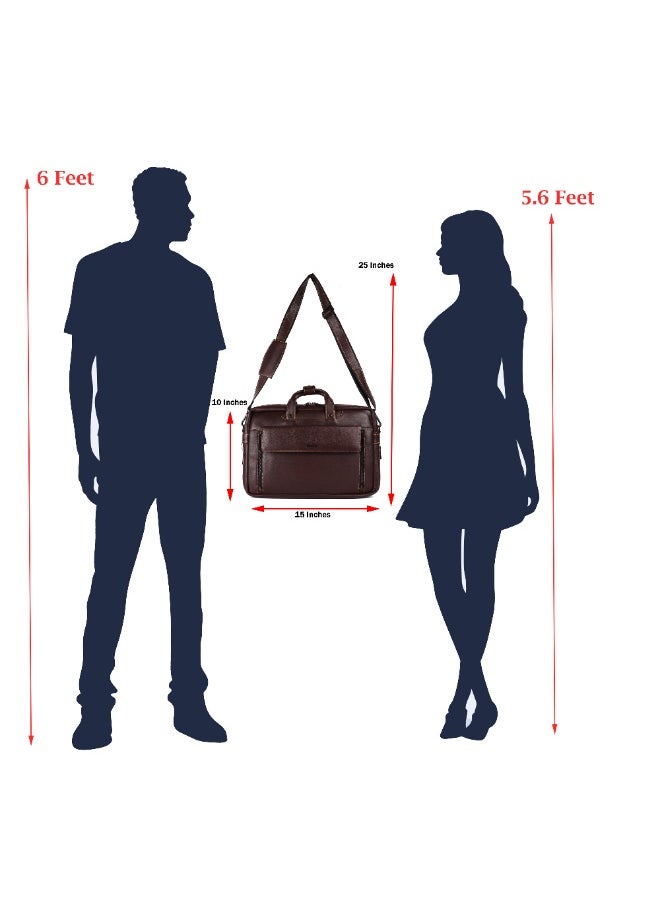 LAVERI Laptop Bag for Men - Leather Messenger Bag for Office - Fits up to 15 Inch Laptop - Shoulder Bag with Multiple Compartments - Executive Leather Bag for Work/Travel/Casual -2819