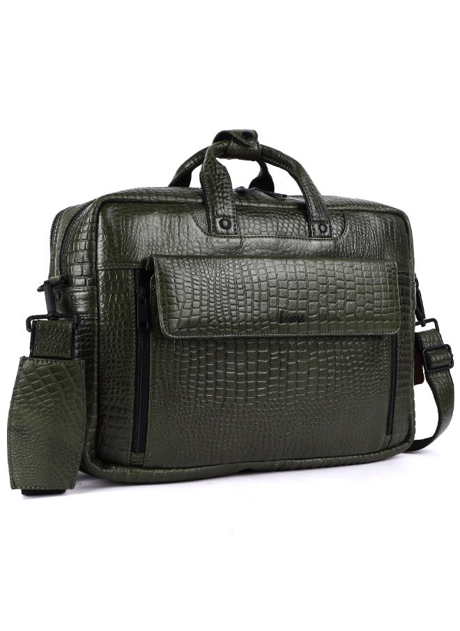 LAVERI Laptop Bag for Men - Leather Messenger Bag for Office - Fits up to 15 Inch Laptop - Shoulder Bag with Multiple Compartments - Executive Leather Bag for Work/Travel/Casual -2819