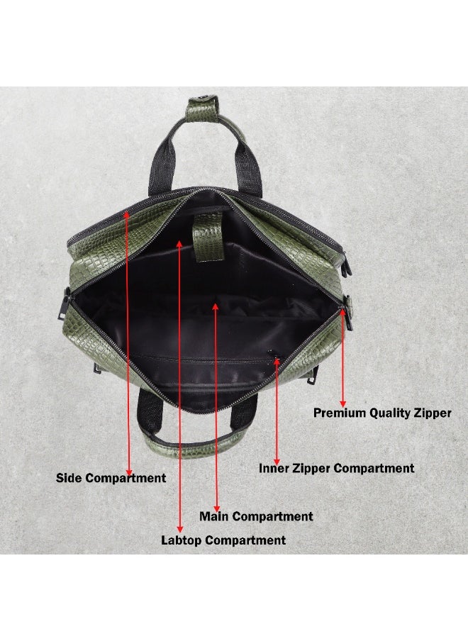 LAVERI Laptop Bag for Men - Leather Messenger Bag for Office - Fits up to 15 Inch Laptop - Shoulder Bag with Multiple Compartments - Executive Leather Bag for Work/Travel/Casual -2819