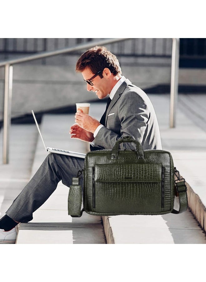 LAVERI Laptop Bag for Men - Leather Messenger Bag for Office - Fits up to 15 Inch Laptop - Shoulder Bag with Multiple Compartments - Executive Leather Bag for Work/Travel/Casual -2819