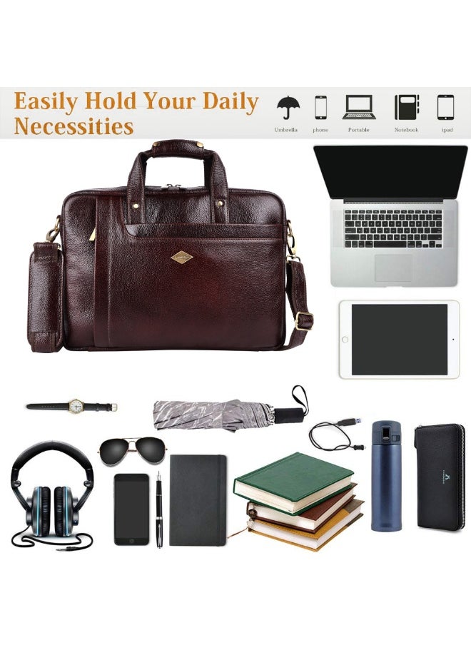 LAVERI Laptop Bag for Men - Leather Messenger Bag for Office - Fits up to 15 Inch Laptop - Shoulder Bag with Multiple Compartments - Executive Leather Bag for Work/Travel/Casual -2866