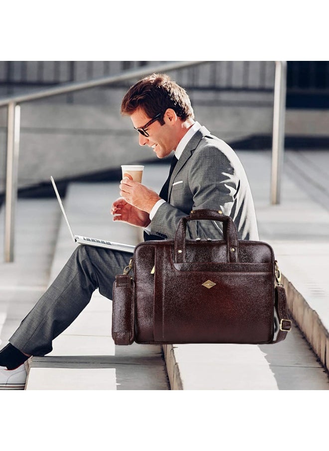LAVERI Laptop Bag for Men - Leather Messenger Bag for Office - Fits up to 15 Inch Laptop - Shoulder Bag with Multiple Compartments - Executive Leather Bag for Work/Travel/Casual -2866