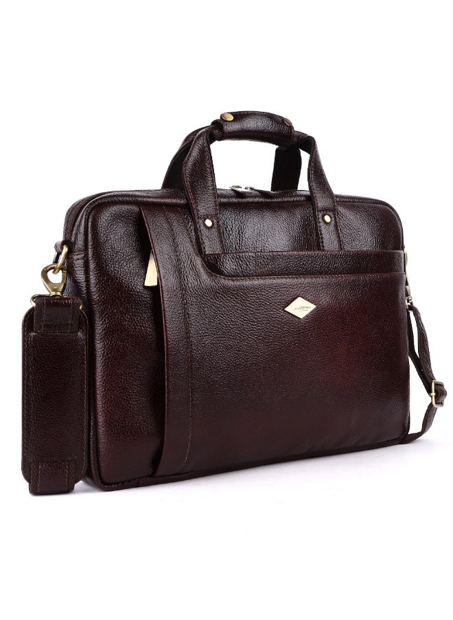 LAVERI Laptop Bag for Men - Leather Messenger Bag for Office - Fits up to 15 Inch Laptop - Shoulder Bag with Multiple Compartments - Executive Leather Bag for Work/Travel/Casual -2866