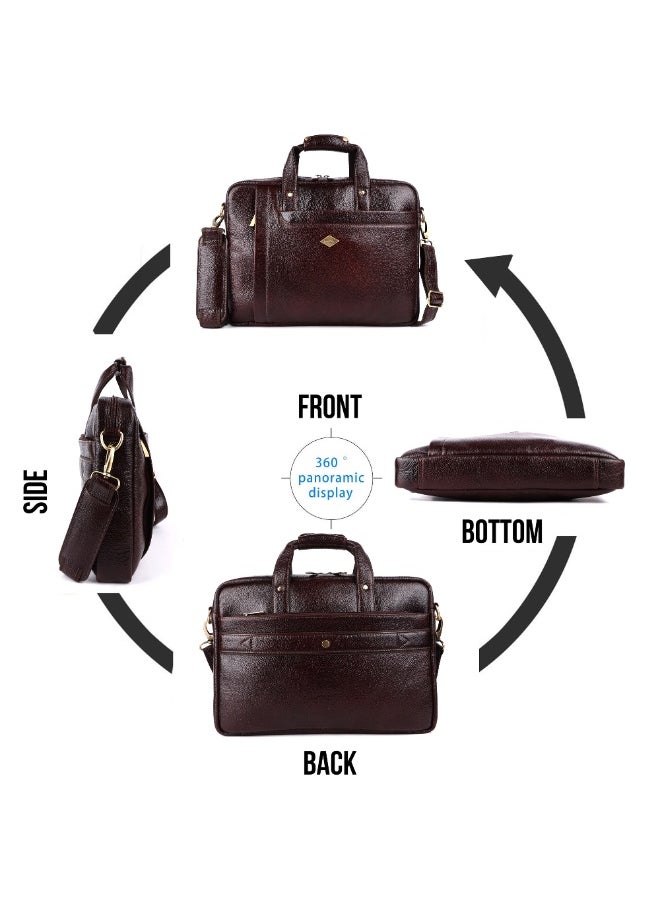 LAVERI Laptop Bag for Men - Leather Messenger Bag for Office - Fits up to 15 Inch Laptop - Shoulder Bag with Multiple Compartments - Executive Leather Bag for Work/Travel/Casual -2866