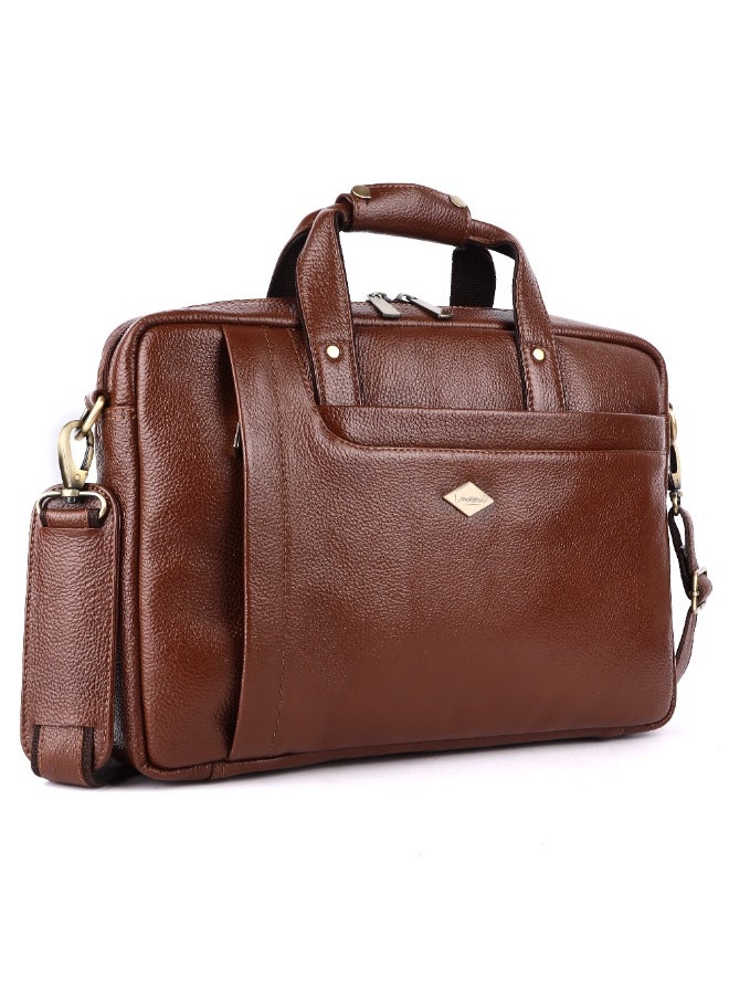 LAVERI Laptop Bag for Men - Leather Messenger Bag for Office - Fits up to 15 Inch Laptop - Shoulder Bag with Multiple Compartments - Executive Leather Bag for Work/Travel/Casual -2866