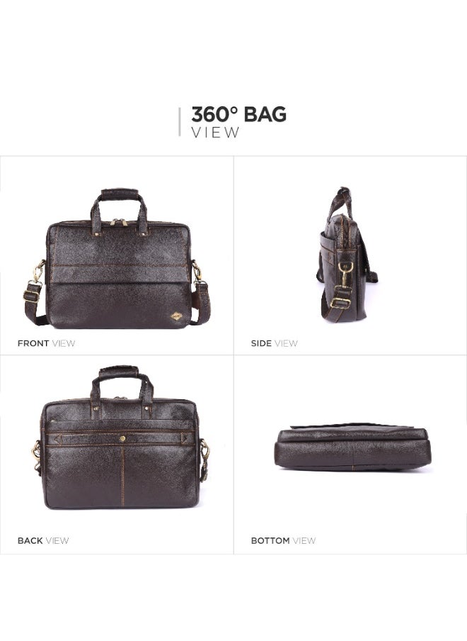 LAVERI Laptop Bag for Men - Leather Messenger Bag for Office - Fits up to 15 Inch Laptop - Shoulder Bag with Multiple Compartments - Executive Leather Bag for Work/Travel/Casual  - 2869