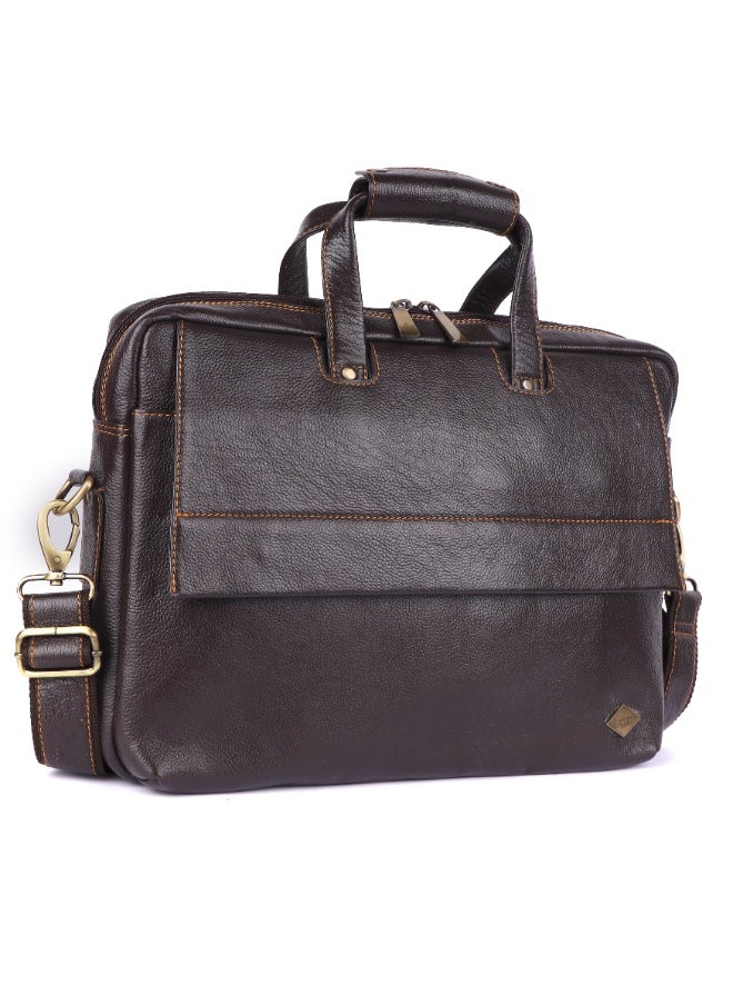 LAVERI Laptop Bag for Men - Leather Messenger Bag for Office - Fits up to 15 Inch Laptop - Shoulder Bag with Multiple Compartments - Executive Leather Bag for Work/Travel/Casual  - 2869