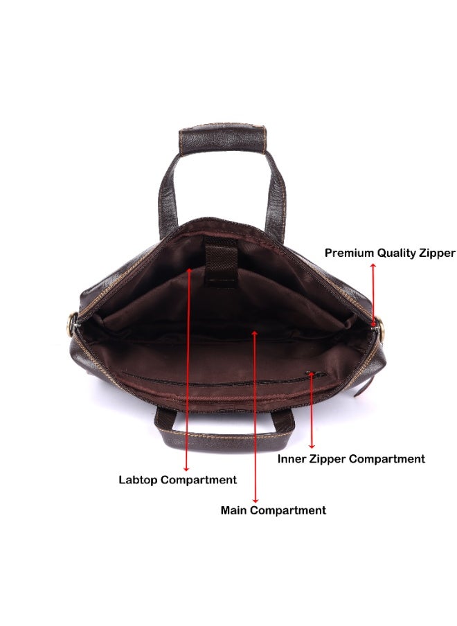 LAVERI Laptop Bag for Men - Leather Messenger Bag for Office - Fits up to 15 Inch Laptop - Shoulder Bag with Multiple Compartments - Executive Leather Bag for Work/Travel/Casual  - 2869
