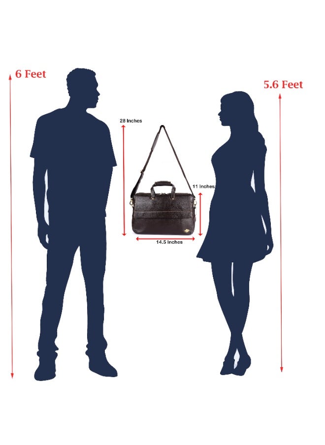LAVERI Laptop Bag for Men - Leather Messenger Bag for Office - Fits up to 15 Inch Laptop - Shoulder Bag with Multiple Compartments - Executive Leather Bag for Work/Travel/Casual  - 2869