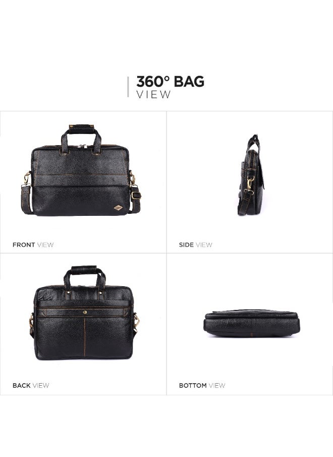 LAVERI Laptop Bag for Men - Leather Messenger Bag for Office - Fits up to 15 Inch Laptop - Shoulder Bag with Multiple Compartments - Executive Leather Bag for Work/Travel/Casual  - 2869