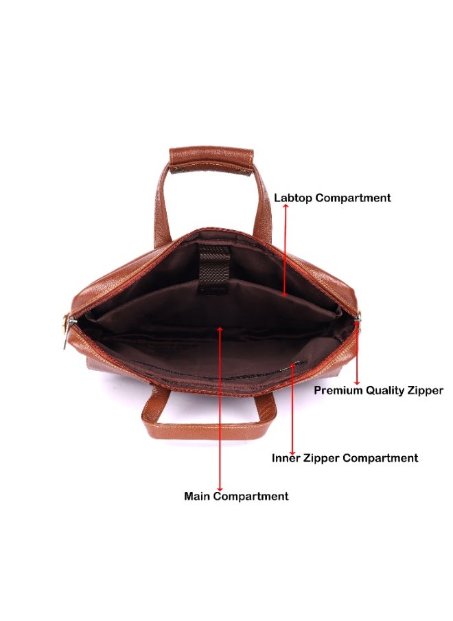 LAVERI Laptop Bag for Men - Leather Messenger Bag for Office - Fits up to 15 Inch Laptop - Shoulder Bag with Multiple Compartments - Executive Leather Bag for Work/Travel/Casual  - 2869