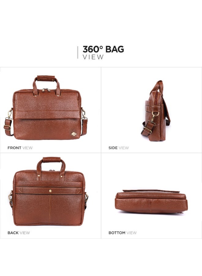 LAVERI Laptop Bag for Men - Leather Messenger Bag for Office - Fits up to 15 Inch Laptop - Shoulder Bag with Multiple Compartments - Executive Leather Bag for Work/Travel/Casual  - 2869