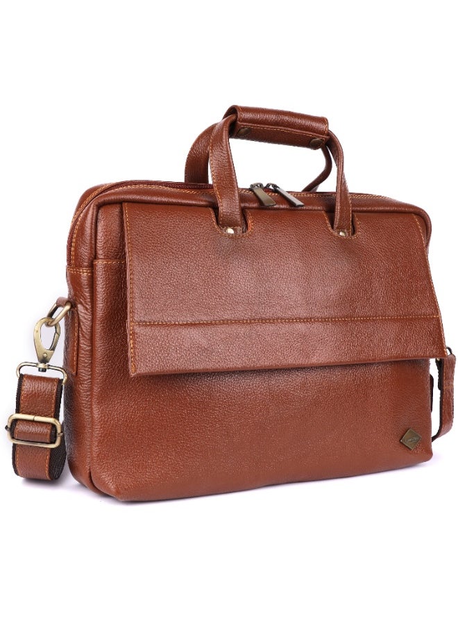 LAVERI Laptop Bag for Men - Leather Messenger Bag for Office - Fits up to 15 Inch Laptop - Shoulder Bag with Multiple Compartments - Executive Leather Bag for Work/Travel/Casual  - 2869