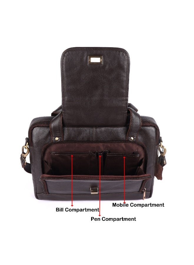 LAVERI Laptop Bag for Men - Leather Messenger Bag for Office - Fits up to 15 Inch Laptop - Shoulder Bag with Multiple Compartments - Executive Leather Bag for Work/Travel/Casual  - 2870