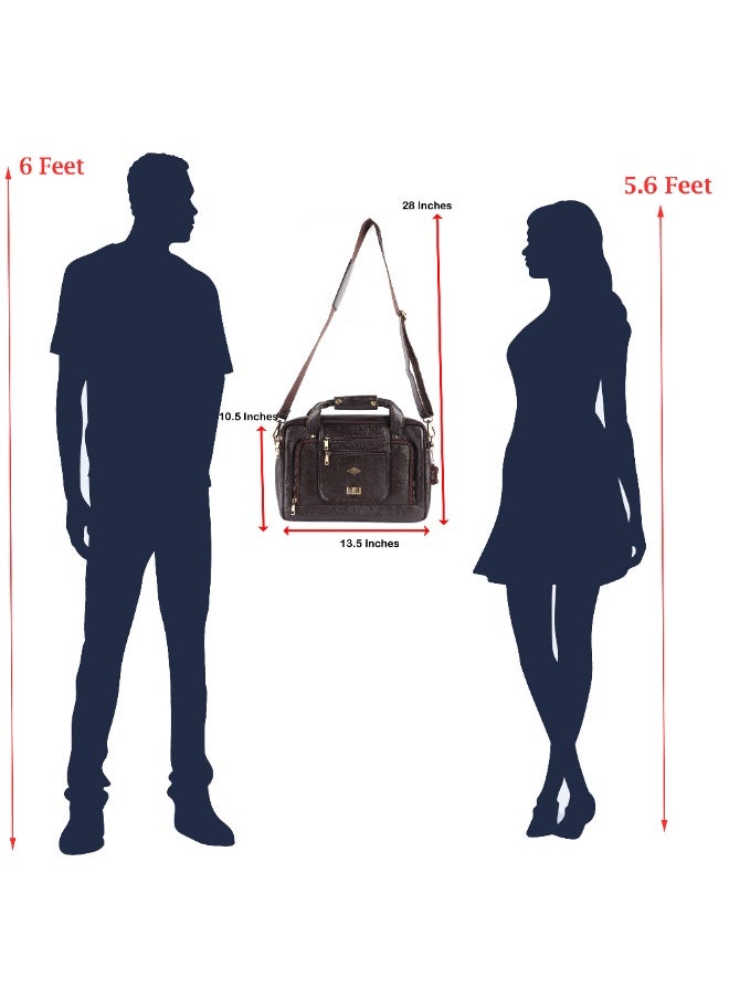 LAVERI Laptop Bag for Men - Leather Messenger Bag for Office - Fits up to 15 Inch Laptop - Shoulder Bag with Multiple Compartments - Executive Leather Bag for Work/Travel/Casual  - 2870