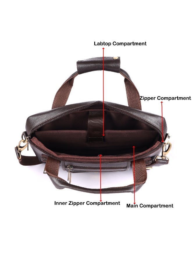 LAVERI Laptop Bag for Men - Leather Messenger Bag for Office - Fits up to 15 Inch Laptop - Shoulder Bag with Multiple Compartments - Executive Leather Bag for Work/Travel/Casual  - 2870