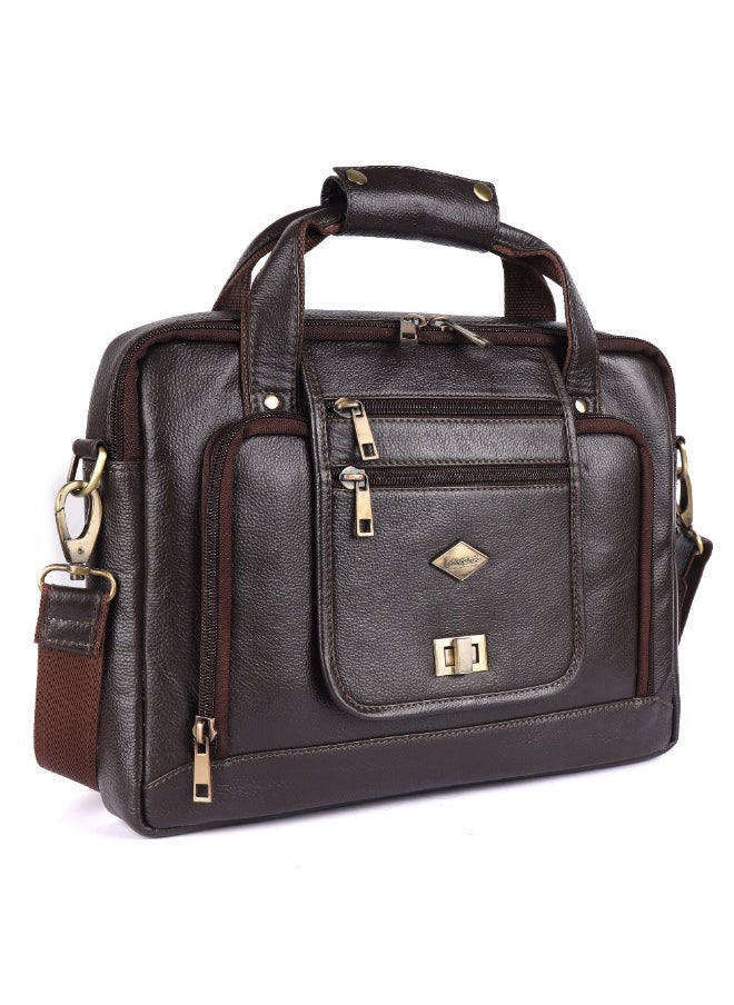 LAVERI Laptop Bag for Men - Leather Messenger Bag for Office - Fits up to 15 Inch Laptop - Shoulder Bag with Multiple Compartments - Executive Leather Bag for Work/Travel/Casual  - 2870