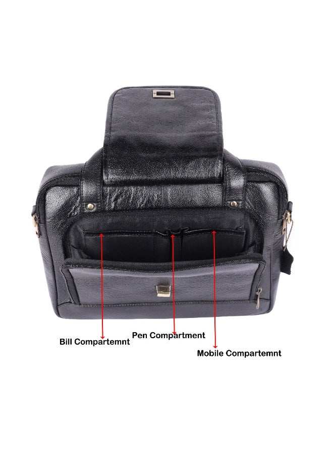 LAVERI Laptop Bag for Men - Leather Messenger Bag for Office - Fits up to 15 Inch Laptop - Shoulder Bag with Multiple Compartments - Executive Leather Bag for Work/Travel/Casual  - 2870