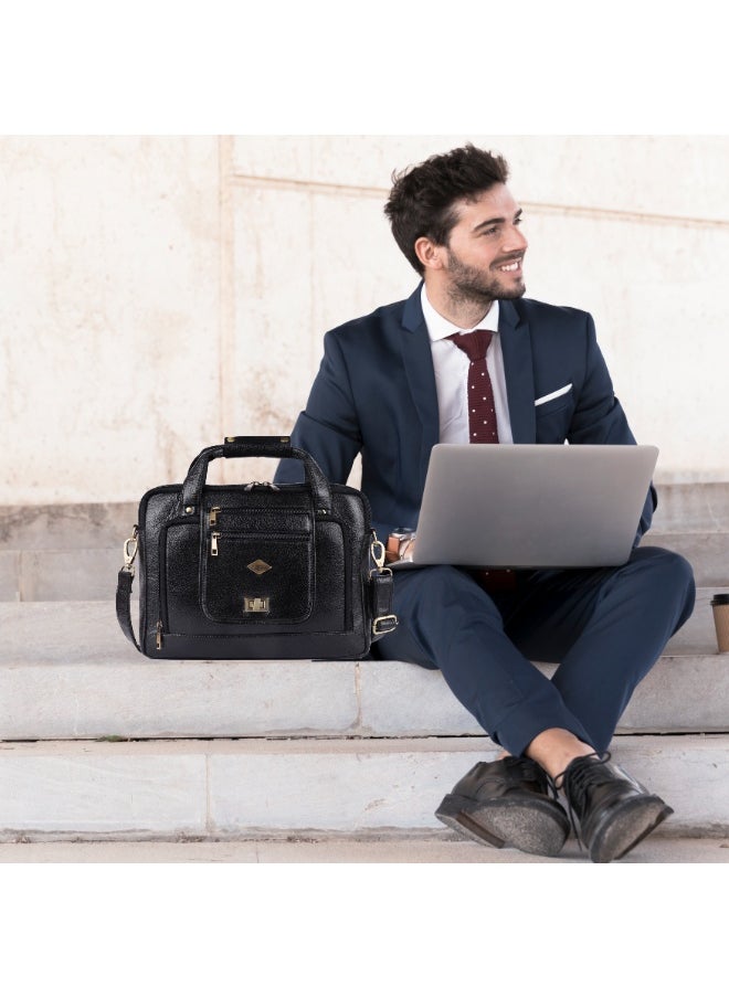 LAVERI Laptop Bag for Men - Leather Messenger Bag for Office - Fits up to 15 Inch Laptop - Shoulder Bag with Multiple Compartments - Executive Leather Bag for Work/Travel/Casual  - 2870