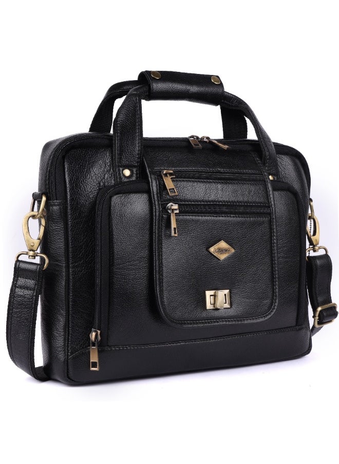 LAVERI Laptop Bag for Men - Leather Messenger Bag for Office - Fits up to 15 Inch Laptop - Shoulder Bag with Multiple Compartments - Executive Leather Bag for Work/Travel/Casual  - 2870