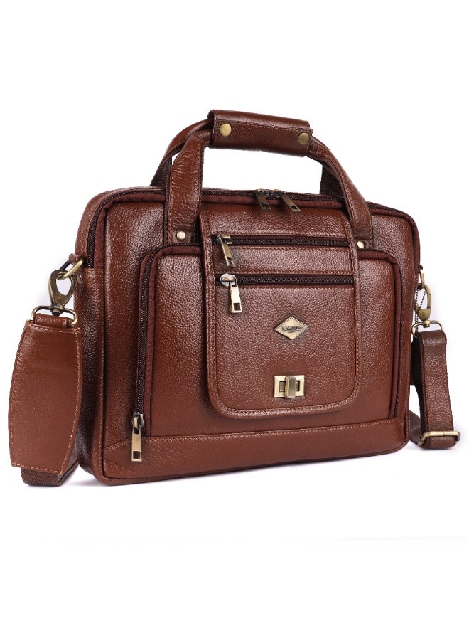LAVERI Laptop Bag for Men - Leather Messenger Bag for Office - Fits up to 15 Inch Laptop - Shoulder Bag with Multiple Compartments - Executive Leather Bag for Work/Travel/Casual  - 2870