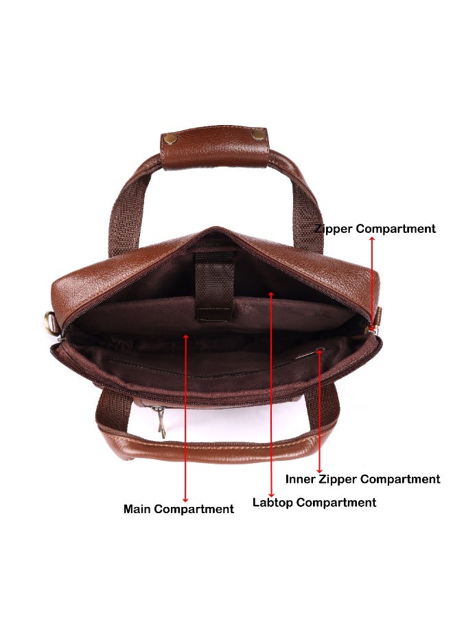 LAVERI Laptop Bag for Men - Leather Messenger Bag for Office - Fits up to 15 Inch Laptop - Shoulder Bag with Multiple Compartments - Executive Leather Bag for Work/Travel/Casual  - 2870