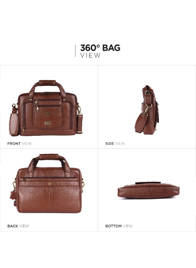 LAVERI Laptop Bag for Men - Leather Messenger Bag for Office - Fits up to 15 Inch Laptop - Shoulder Bag with Multiple Compartments - Executive Leather Bag for Work/Travel/Casual  - 2870