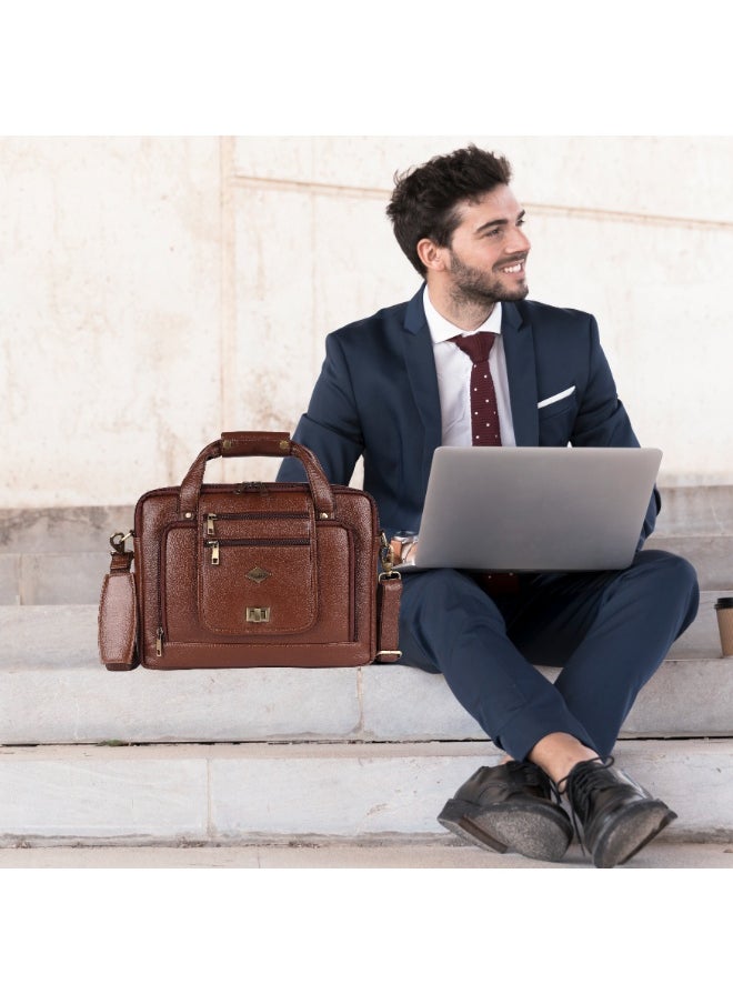LAVERI Laptop Bag for Men - Leather Messenger Bag for Office - Fits up to 15 Inch Laptop - Shoulder Bag with Multiple Compartments - Executive Leather Bag for Work/Travel/Casual  - 2870
