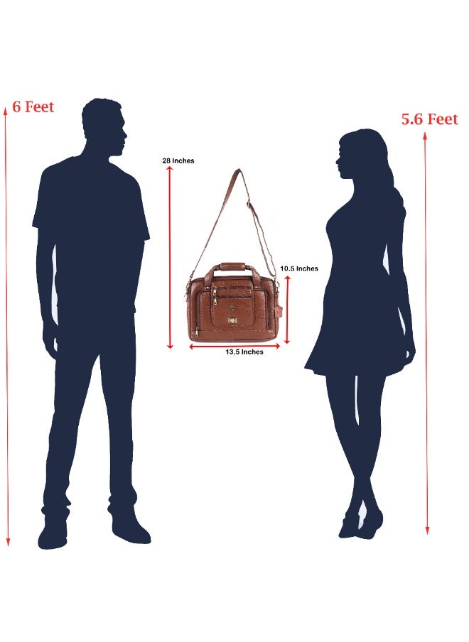 LAVERI Laptop Bag for Men - Leather Messenger Bag for Office - Fits up to 15 Inch Laptop - Shoulder Bag with Multiple Compartments - Executive Leather Bag for Work/Travel/Casual  - 2870