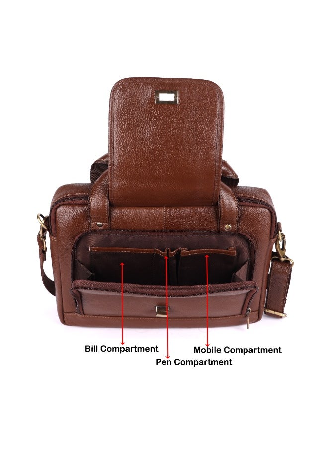 LAVERI Laptop Bag for Men - Leather Messenger Bag for Office - Fits up to 15 Inch Laptop - Shoulder Bag with Multiple Compartments - Executive Leather Bag for Work/Travel/Casual  - 2870