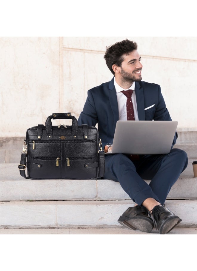LAVERI Laptop Bag for Men - Leather Messenger Bag for Office - Fits up to 15 Inch Laptop - Shoulder Bag with Multiple Compartments - Executive Leather Bag for Work/Travel/Casual  - 2872