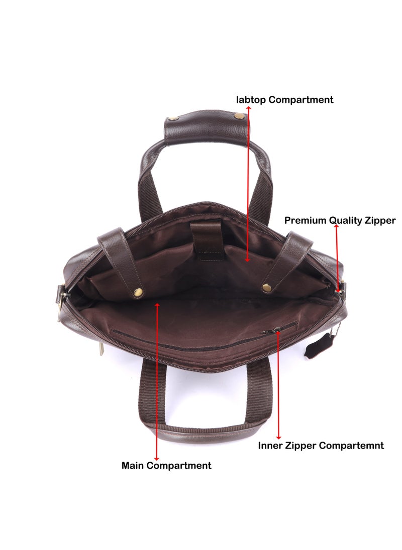 LAVERI Laptop Bag for Men - Leather Messenger Bag for Office - Fits up to 15 Inch Laptop - Shoulder Bag with Multiple Compartments - Executive Leather Bag for Work/Travel/Casual  - 2872