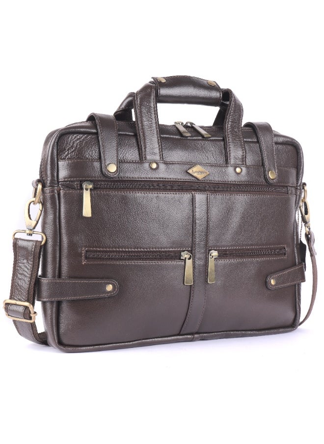 LAVERI Laptop Bag for Men - Leather Messenger Bag for Office - Fits up to 15 Inch Laptop - Shoulder Bag with Multiple Compartments - Executive Leather Bag for Work/Travel/Casual  - 2872