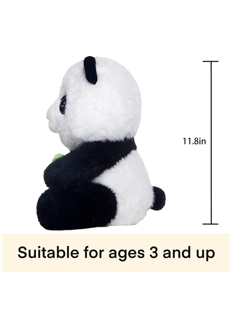 Stuffed Animal Toy,Soft and cuddly Plush, Panda hugging bamboo shoots，Bedtime Friend Birthday Easter Valentines Day Christmas Plush Toy Gifts for Girls Boys Kids,11.8in