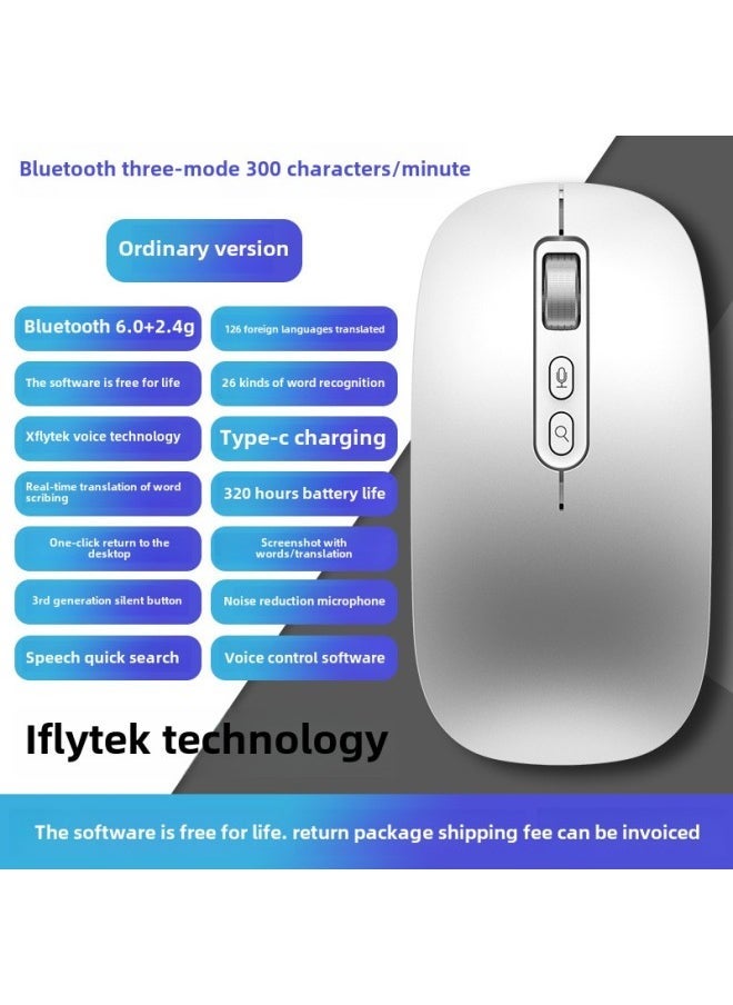 AI Smart Voice Mouse IFLYTEK Bluetooth Wireless Voice Control Input Translation Speech Microphone Typing Recognition Text-Specifications: 300 Characters/min | 96% Recognition Rate | Long Battery Life