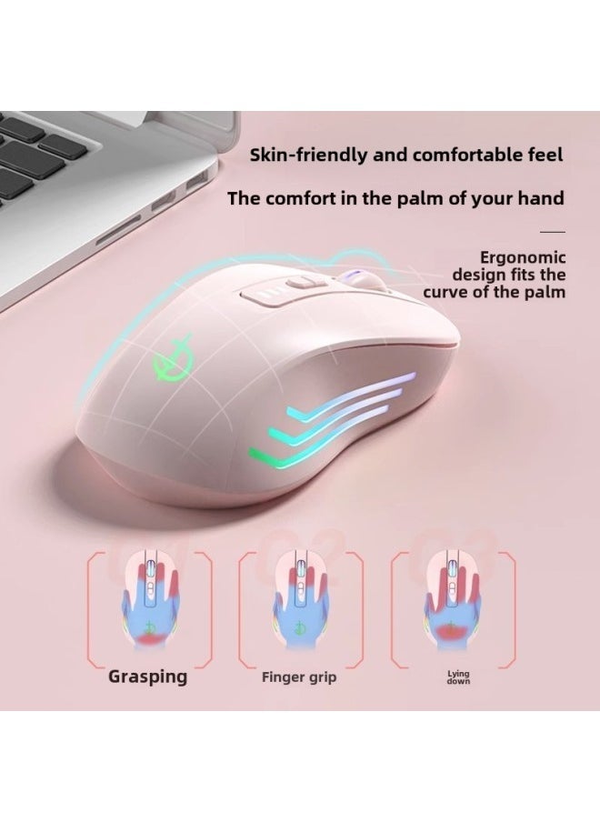 Swordsman Portable Office Silent Wireless Mouse Rechargeable Bluetooth Dual-Mode 5.0 Silent Unisex-Specification:Black (seven-button Power Display Single-mode 2.4g Wireless)