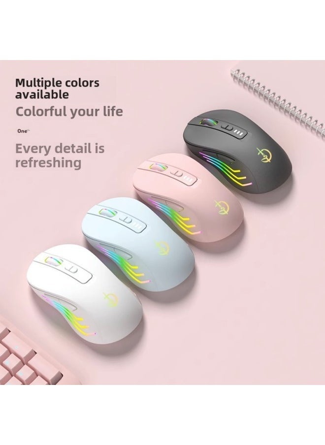 Swordsman Portable Office Silent Wireless Mouse Rechargeable Bluetooth Dual-Mode 5.0 Silent Unisex-Specification:Black (seven-button Power Display Single-mode 2.4g Wireless)