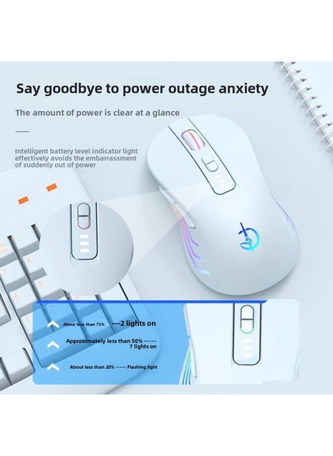 Swordsman Portable Office Silent Wireless Mouse Rechargeable Bluetooth Dual-Mode 5.0 Silent Unisex-Specification:Black (seven-button Power Display Single-mode 2.4g Wireless)