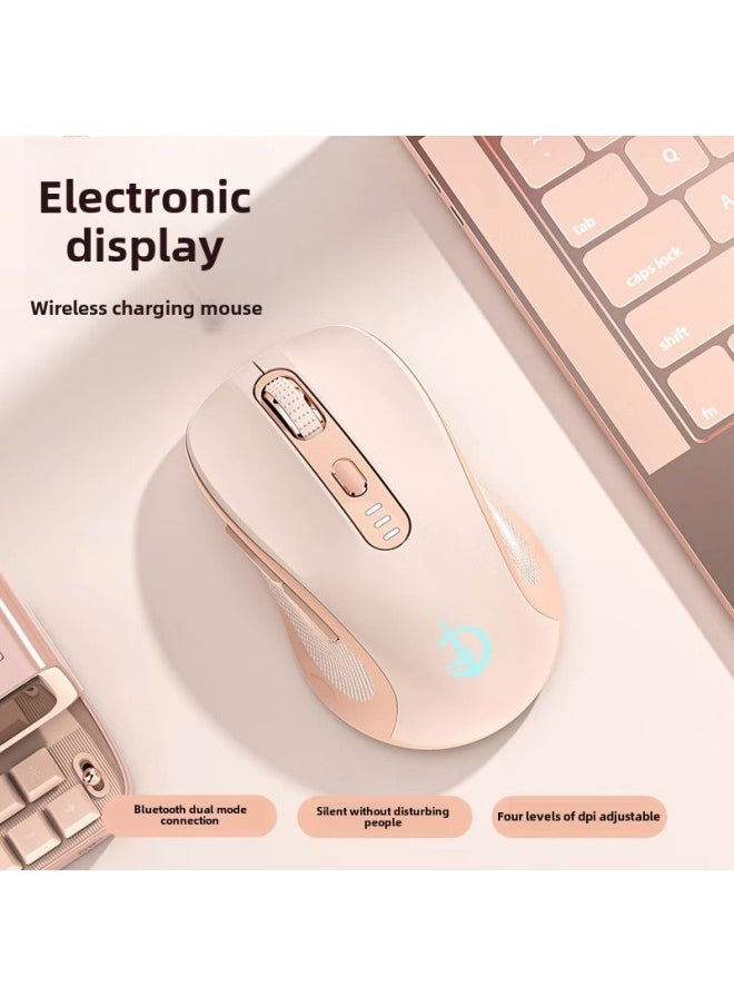 Jiansheng Family M500 Bluetooth Wireless Mouse Mute Charging Office Boys And Girls Applicable Computer Laptop Ipad-Specifications:Power Display Version-6 Keys-dual Mode-2400DPI-RGB Lamp-milk Tea Powder