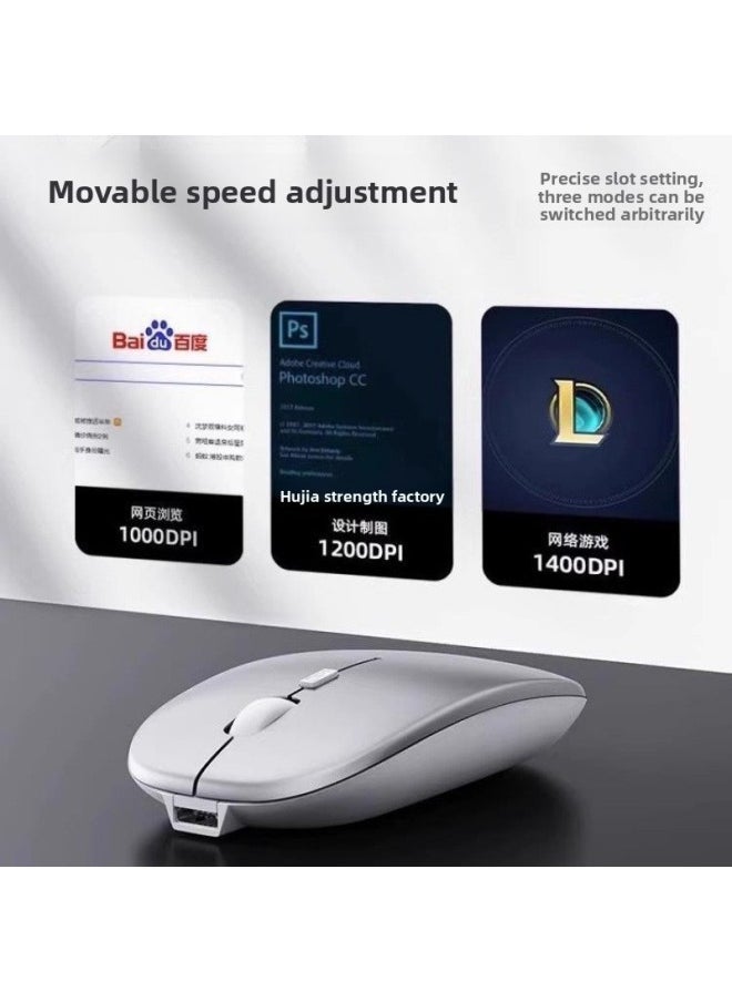 Wireless Mouse Notebook For Asus Lenovo For Xiaomi For Huawei Bluetooth Charging Mute Computer-Specification:Space Silver-wireless Version [silent + Rechargeable] Comes With High-quality Mouse Pad