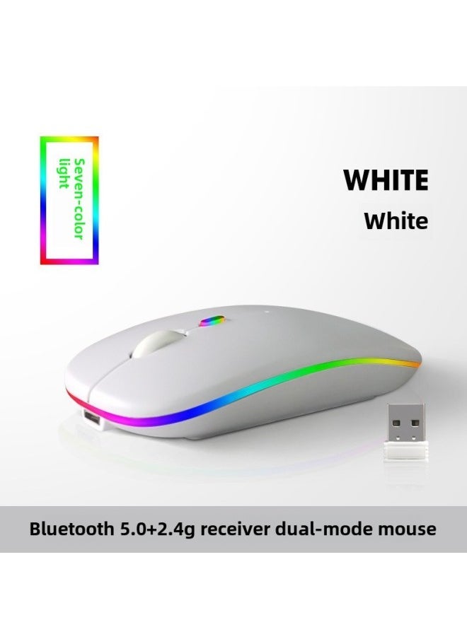 10-inch Wireless Bluetooth Luminous Keyboard And Mouse For Mobile Phone Ipad Tablet PC Rechargeable Mute Button-Specifications:Dual-mode Luminous White (charging Type)