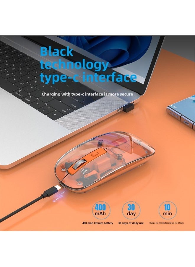 Hot Sale T7 Transparent Magnetic Three-mode Wireless Bluetooth Mouse Mute Office Business Photoelectric Mouse-Specifications:Pink 2.4g Version