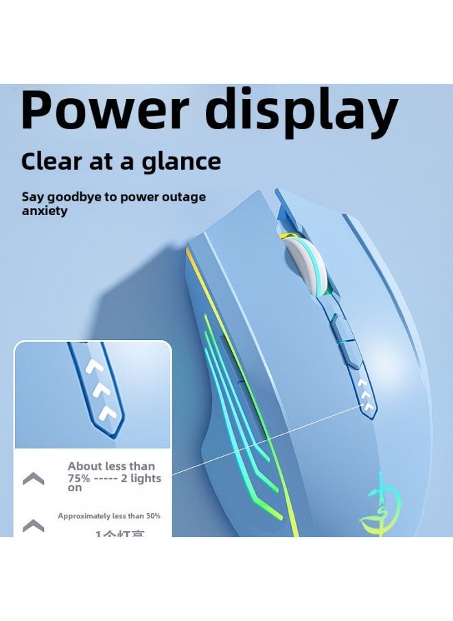 Bluetooth Wireless Mouse Silent Silent Rechargeable Gaming E-Competition Male And Female Desktop Laptop Universal-Specifications:Battery Level Indicator Version 7 Keys-single Mode-2400dpi-rgb Light-magic Black-official Standard