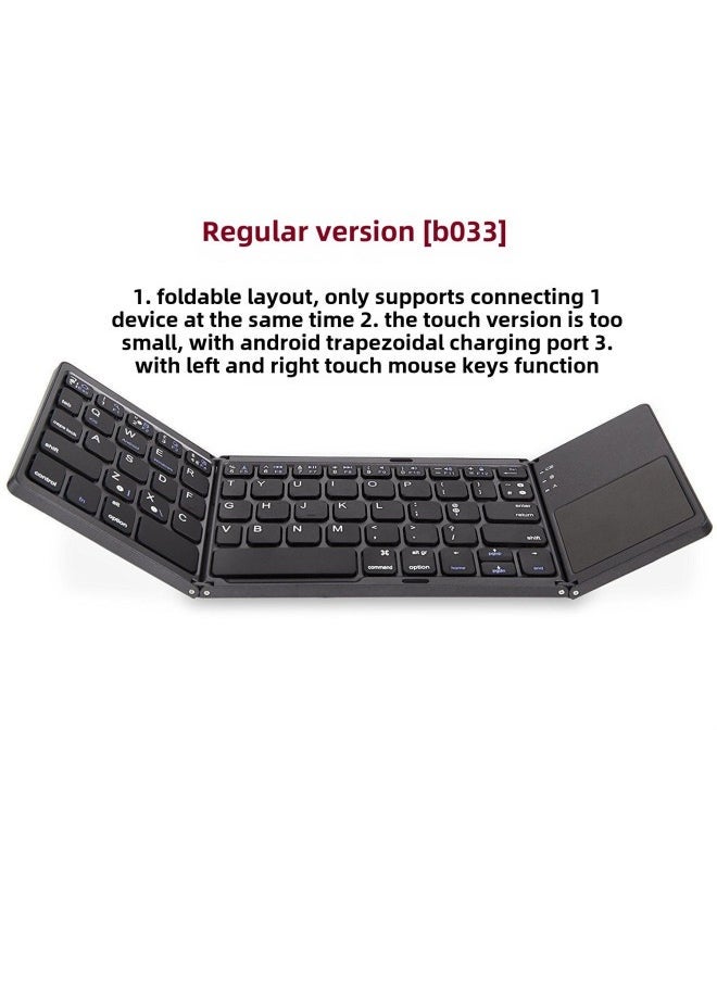 Type-c Charging Three-fold Folding Bluetooth Keyboard With Touch Wireless Bluetooth Keyboard Silent Dual-mode Charging Mouse-Specifications:B033S Upgraded Silver